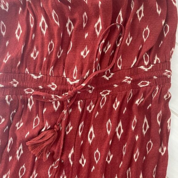 Urban Outfitters Women's S Red Boho Diamond Print Strapless Jumpsuit - Picture 9 of 13